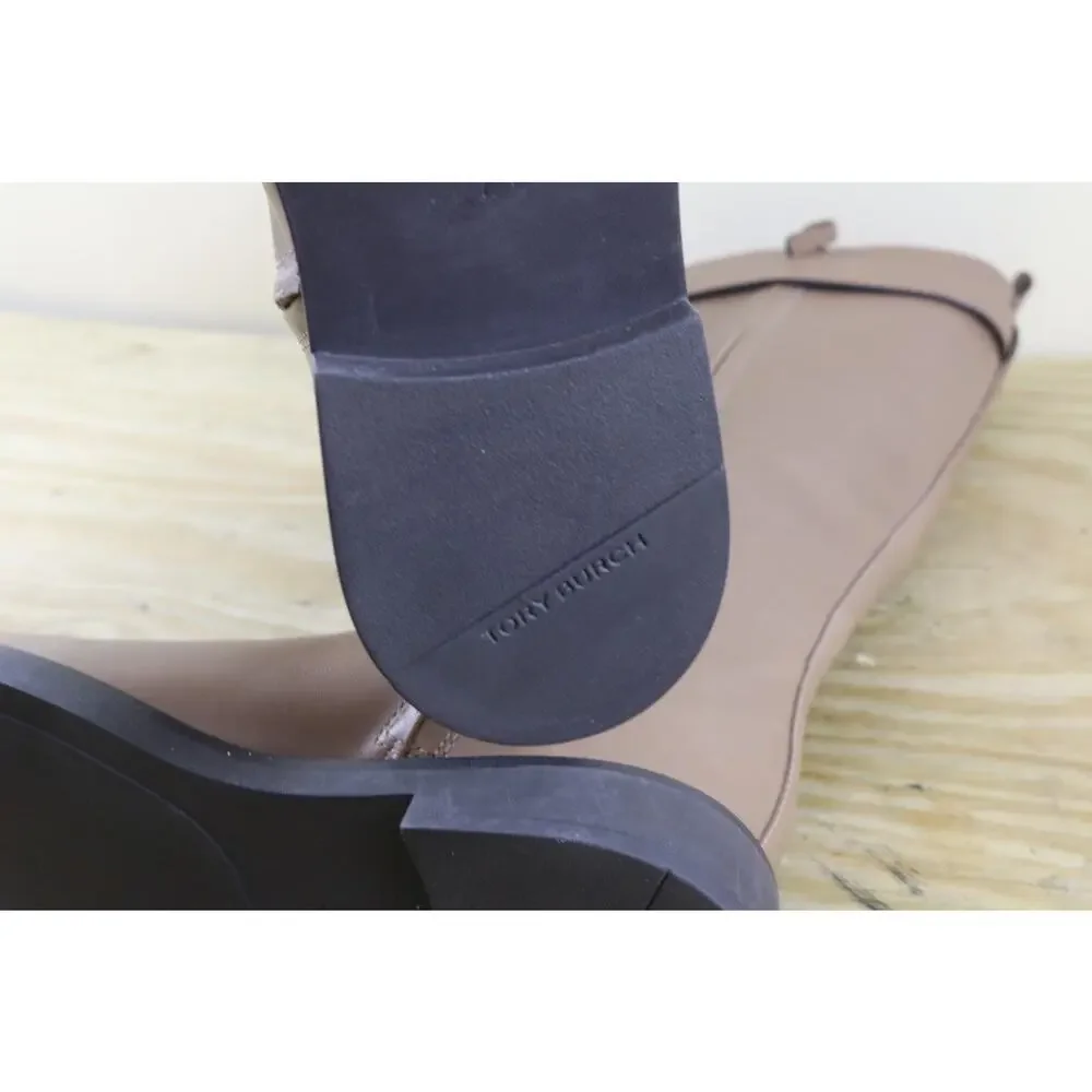 New Tory Burch Boots 7M Brown Leather Almond Flour Double T utility Shoes